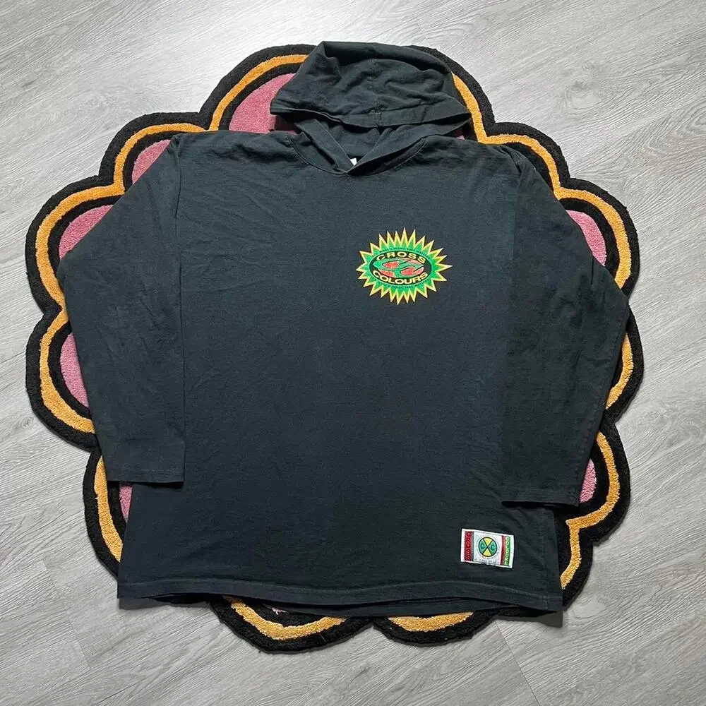 Vintage 90’s Cross Colours Double Sided Graphic Hoodie Size XL Black
